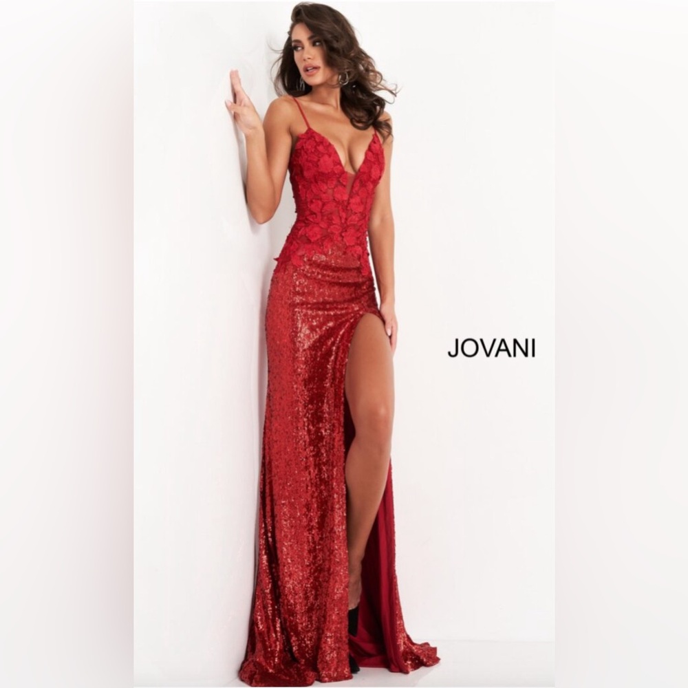 JOVANI RED FLORAL DRESS (4)